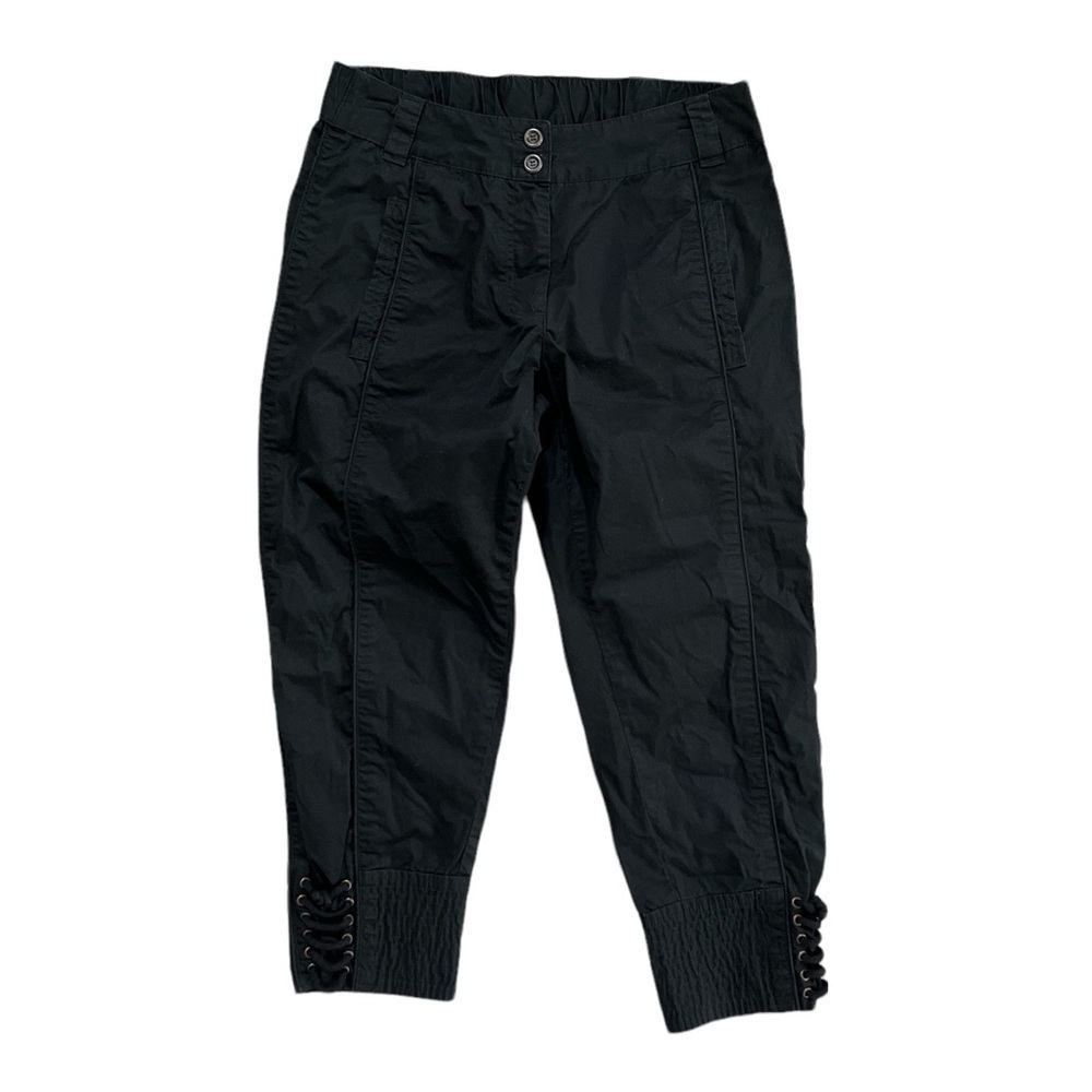 Soft Surroundings Cargo Jogger Crop Lace Up Accent Pants | Black | XS